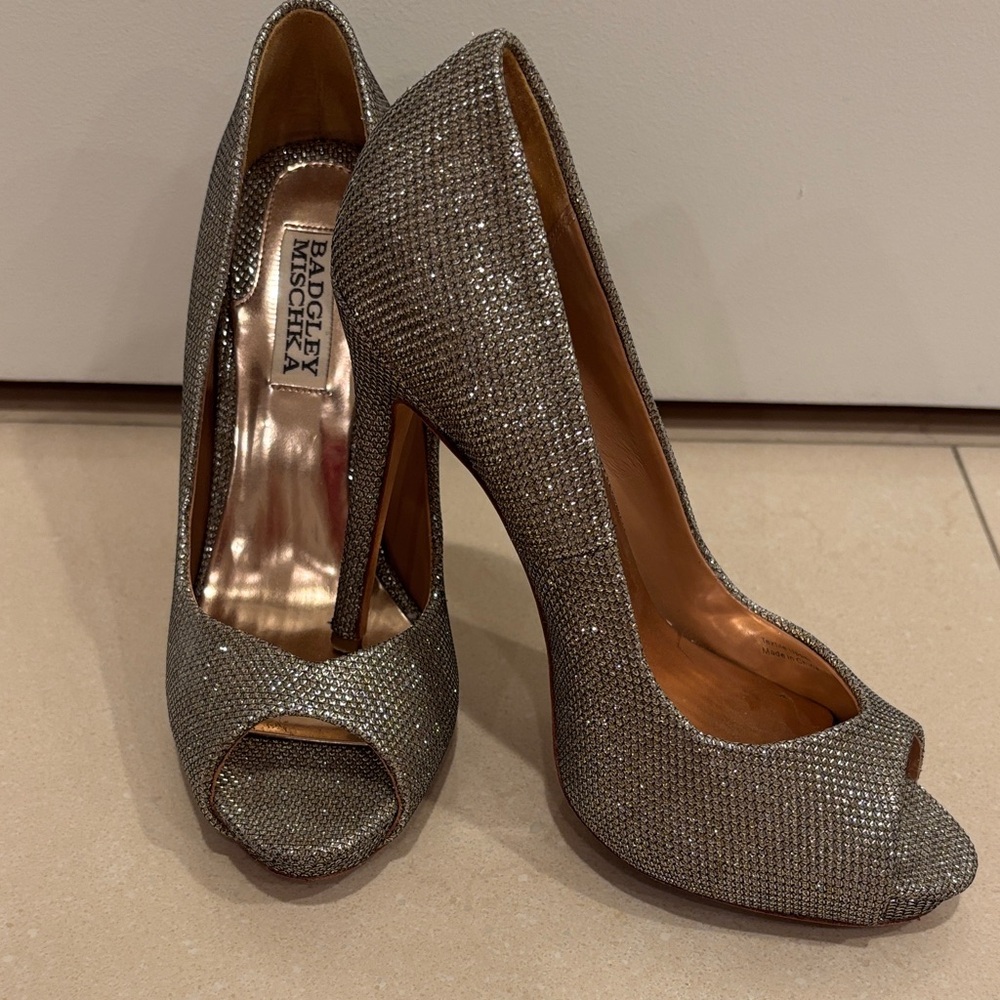 Badgley Mischka Glittering Silver Heels